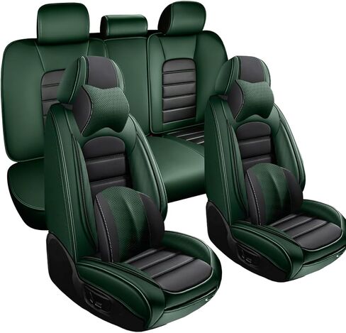 أغطية مقاعد جلدية لسيارة Toyota Corolla 2006-2025 2026، أغطية مقاعد السيارة مجموعة كاملة، واقيات مقاعد مقاومة للماء، أغطية مقاعد السيارات، مقاعد داخلية ناعمة للسيارات (أسود وأخضر) in Kuwait