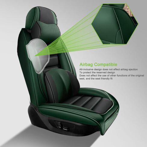 أغطية مقاعد جلدية لسيارة Toyota Corolla 2006-2025 2026، أغطية مقاعد السيارة مجموعة كاملة، واقيات مقاعد مقاومة للماء، أغطية مقاعد السيارات، مقاعد داخلية ناعمة للسيارات (أسود وأخضر) in Kuwait