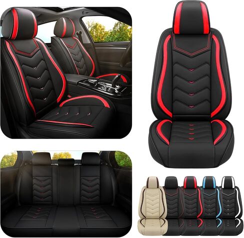 Car Seat Covers for Toyota Camry 2000-2025, Premium Nappa Leather Car Seat Cover, Stylish Sport Seat Covers， Automobile Seat Cover Sets.(Luxury 5 Seats/Black Red) in Saudi Arabia