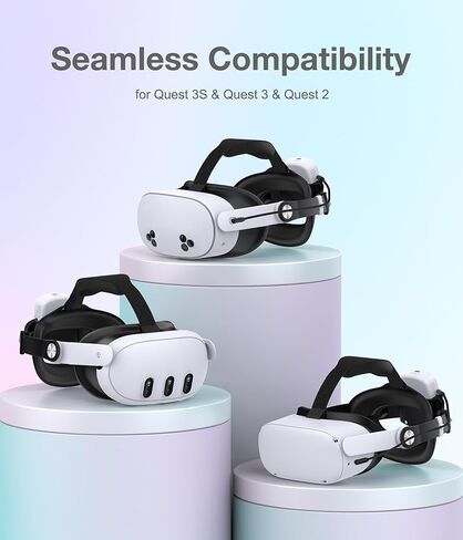 حزام رأس الراحة في Kawaye متوافق مع Meta Quest 2/Quest 3S/Quest 3 حزام رأس ، ملحقات حزام VR قابلة للتعديل مع دعم سادة ناعمة وتقليل الضغط لحزام رأس Oculus in Kuwait