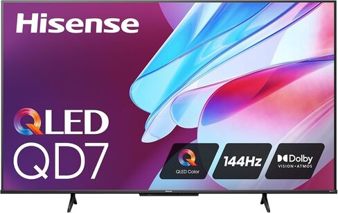 Hisense 100 inch Class Series QD7 Series QLED 4K UHD Google Smart TV (100QD7N ، 2024 Model) - QLED ، 144Hz ، معدل الحركة 240 ، المصفوفة الكاملة المباشرة ، Game Mode Pro ، Alexa Compatibility in Kuwait