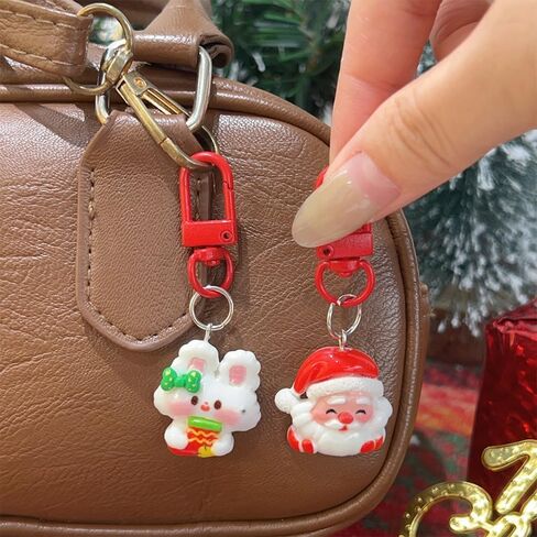 2/4PCS Christmas Resin Key Chains Santa Claus Rabbit Bear Cute Keychain Pendant Key Ring Christmas Gift,6.5cm in Saudi Arabia