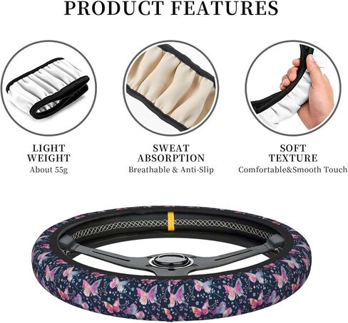 Sage Green Floral Steering Wheel Cover for Women Girls Men, Universal 15 Inch Anti Slip Cute Steering Wheel Protector Car Accessories Interior for Auto Truck SUV in Saudi Arabia