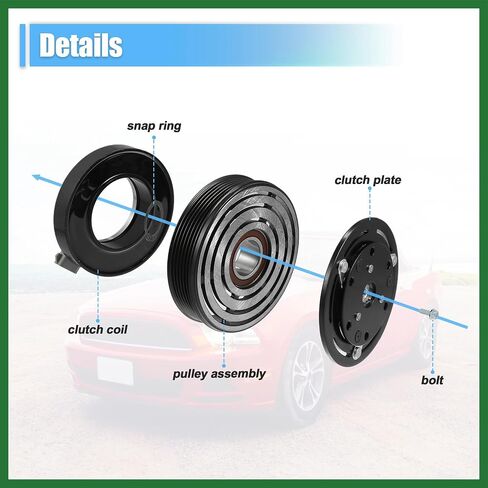 Motoforti 1 Set AC قابض الضاغط لاستبدال فورد موستانج 6Cyl 3.8L 1994-2004 طويل الأمد in Saudi Arabia