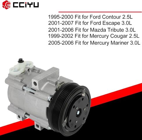 cciyu AC Compressor with Clutch for Mazda Tribute 3.0L 2001-2006,for Ford Escape 3.0L 2001-2007 Air Conditioning Compressor 6 Grooves 4L8Z19V703CA in Saudi Arabia