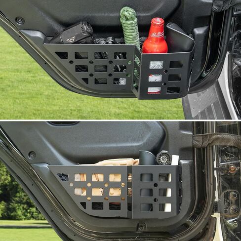 Metal Front Door Pocket Storage Box Compatible with Jeep Wrangler JL JLU 4XE 2018-2024 & Gladiator JT 2020-2024 Rubicon Sport Sahara Interior Door Storage Organizer Molle Panels（Not Fit Power Seats） in Kuwait