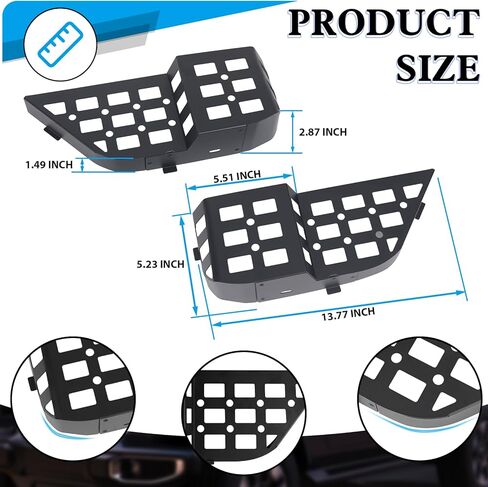 Metal Front Door Pocket Storage Box Compatible with Jeep Wrangler JL JLU 4XE 2018-2024 & Gladiator JT 2020-2024 Rubicon Sport Sahara Interior Door Storage Organizer Molle Panels（Not Fit Power Seats） in Kuwait