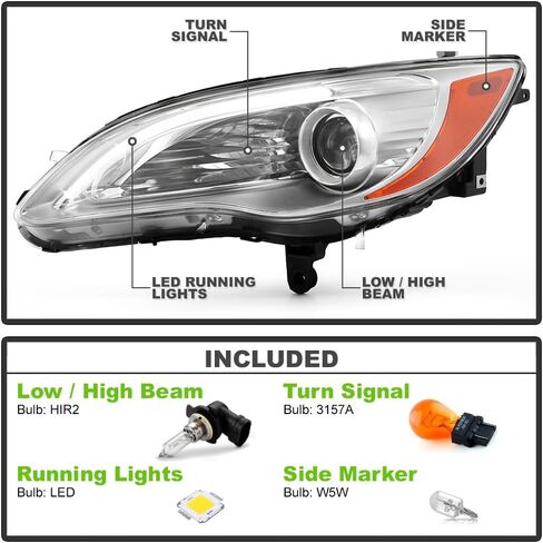 KEEKPO - For 2011 2012 2013 2014 Chrysler 200 Chrome Housing Projector Headlight Headlamps Replacement - Driver Side in Saudi Arabia
