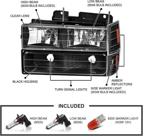 SPEC-D TUNING Smoke Headlights + Bumper Lights + Corner Lamps Compatible with 1994-1998 GMC C10 Pickup Sierra Suburban, Left + Right Pair Headlamps Assembly in Saudi Arabia