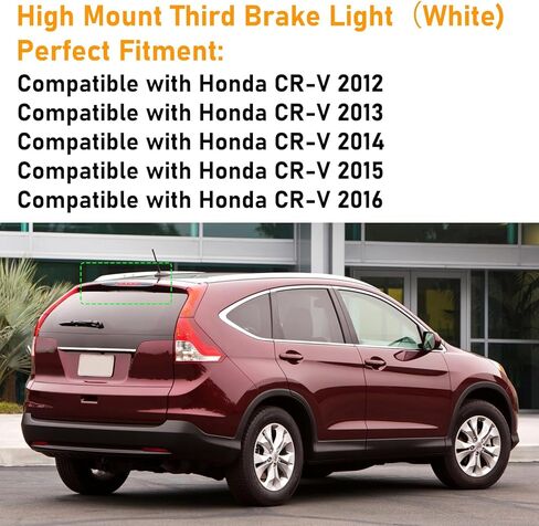 متوافق مع مصباح الفرامل الثالث Honda CRV 2012-2016، مصباح إيقاف الفرامل الخلفي الخلفي من الجيل الرابع، مجموعة مصابيح الفرامل الثالثة CRV، بديل لـ 34270-TFC-H01، أحمر in Kuwait