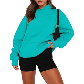 onlypuff Women Pullover Sweatshirt Long Sleeve Hoodies Kangaroo Pocket Fleece Basic Sweater in Kuwait