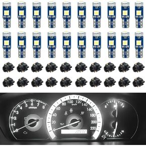 20 قطعة من مصابيح T5 LED للوحة قيادة السيارة مع مقبس قفل ملتوي، لمبة إضاءة عالية 3030-3SMD، ضوء LED فائق السطوع لمؤشر قياس لوحة لوحة أجهزة القياس (أحمر) in Kuwait
