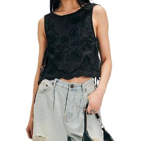 المرأة سليم صالح بروتيل تانك القمم الصدرية Y2k المطرزة الصيف الخروج الجمالية كامي قمصان بلا أكمام المحاصيل القمم in Kuwait