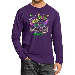تي شيرت Arvilhill رجالي Mardi Gras بأكمام طويلة ورقبة مستديرة وطباعة كرنفال كلاسيكي (S-3XL) in Kuwait