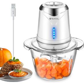 معالج الطعام 6000mAh مروحية خضار مستهدفة مع 5 كوب من وعاء زجاجي ، مروحيات اللحوم الثوم الكهربائية BPA معالجات طعام الأطفال الخلاط خلاط المطبخ الصغير ، هدية للعصين (وردي) in Kuwait