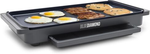 Blue Diamond 7QT 5-in-1 مقلاة كهربائية كبيرة إضافية ، داخلية صحية غير لاصقة ، خالية من PFAs غير سامة ، والتحكم في درجة الحرارة ، ودية عائلية ، ومقابض باردة ، ونظيفة سهلة ، الجرافيت in Kuwait