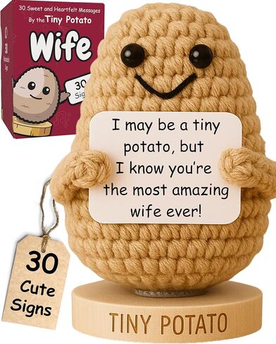 Romantic Gift for Couples - Knitted Crochet Potato with 30 Replaceable Love Notes - Fun Romantic Gift Idea for Girlfriend, Boyfriend, Wife, Husband, Couples - Gifts for Anniversary, Engagement in Saudi Arabia