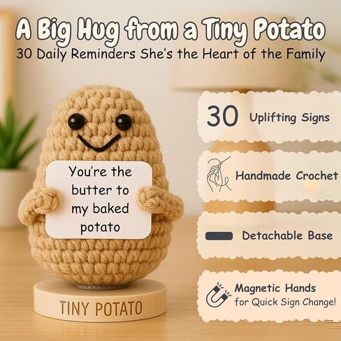Romantic Gift for Couples - Knitted Crochet Potato with 30 Replaceable Love Notes - Fun Romantic Gift Idea for Girlfriend, Boyfriend, Wife, Husband, Couples - Gifts for Anniversary, Engagement in Saudi Arabia