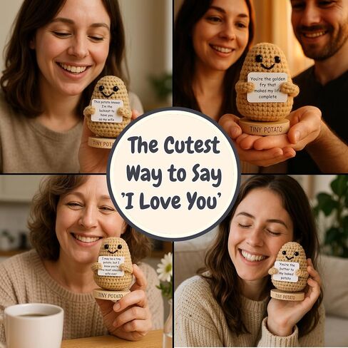 Romantic Gift for Couples - Knitted Crochet Potato with 30 Replaceable Love Notes - Fun Romantic Gift Idea for Girlfriend, Boyfriend, Wife, Husband, Couples - Gifts for Anniversary, Engagement in Saudi Arabia