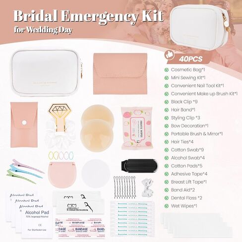 Wedding Emergency Kit, Bride Emergency Kit for Wedding Day Items, 39 Pc Wedding Essential Items Set with Emergency Kit in Saudi Arabia