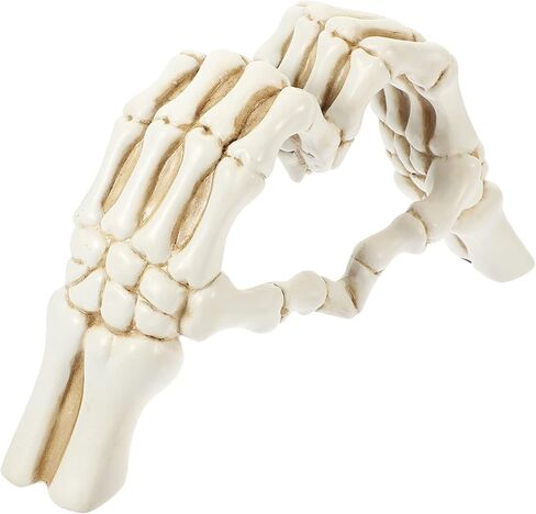 Homoyoyo Skeleton Heart Hands Shaped Finger Gesture Sculpture Resin Skeleton Hand Love Statues Heart Sculpture Gesture for Home Bedroom Bookshelf Shelves Decor Wedding Halloween Desk Bookshelf Decor in Saudi Arabia