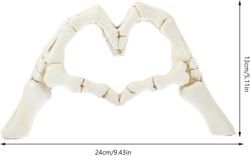 Homoyoyo Skeleton Heart Hands Shaped Finger Gesture Sculpture Resin Skeleton Hand Love Statues Heart Sculpture Gesture for Home Bedroom Bookshelf Shelves Decor Wedding Halloween Desk Bookshelf Decor in Saudi Arabia