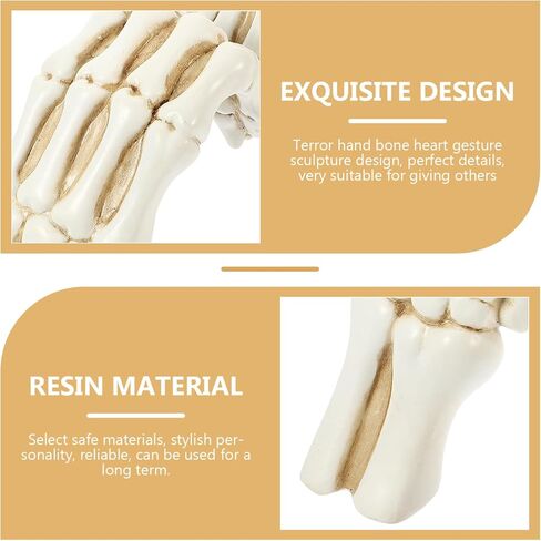Homoyoyo Skeleton Heart Hands Shaped Finger Gesture Sculpture Resin Skeleton Hand Love Statues Heart Sculpture Gesture for Home Bedroom Bookshelf Shelves Decor Wedding Halloween Desk Bookshelf Decor in Saudi Arabia