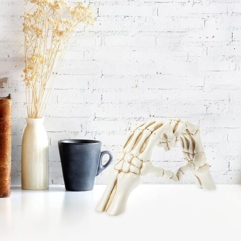 Homoyoyo Skeleton Heart Hands Shaped Finger Gesture Sculpture Resin Skeleton Hand Love Statues Heart Sculpture Gesture for Home Bedroom Bookshelf Shelves Decor Wedding Halloween Desk Bookshelf Decor in Saudi Arabia