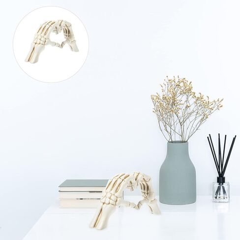 Homoyoyo Skeleton Heart Hands Shaped Finger Gesture Sculpture Resin Skeleton Hand Love Statues Heart Sculpture Gesture for Home Bedroom Bookshelf Shelves Decor Wedding Halloween Desk Bookshelf Decor in Saudi Arabia