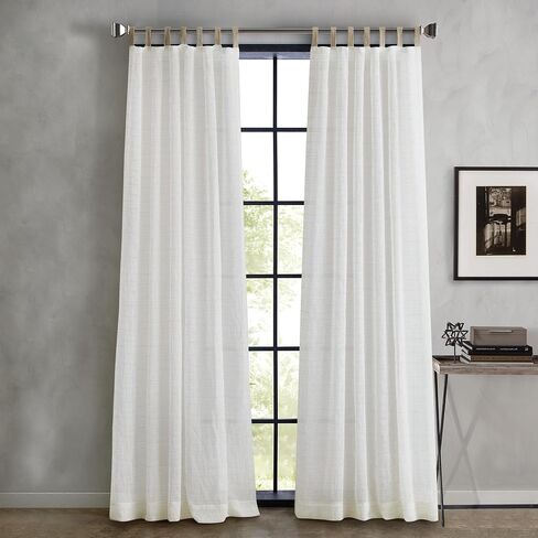 DKNY Linen Antigua Jute Textured Curtains for Living Room or Bedroom - 50" x 84" - Set of 2 Matching Curtain Panels Modern Farmhouse Style - White Linen in Saudi Arabia