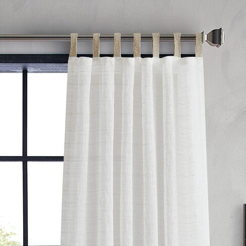 DKNY Linen Antigua Jute Textured Curtains for Living Room or Bedroom - 50" x 84" - Set of 2 Matching Curtain Panels Modern Farmhouse Style - White Linen in Saudi Arabia