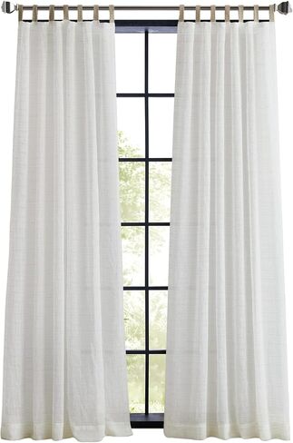 DKNY Linen Antigua Jute Textured Curtains for Living Room or Bedroom - 50" x 84" - Set of 2 Matching Curtain Panels Modern Farmhouse Style - White Linen in Saudi Arabia