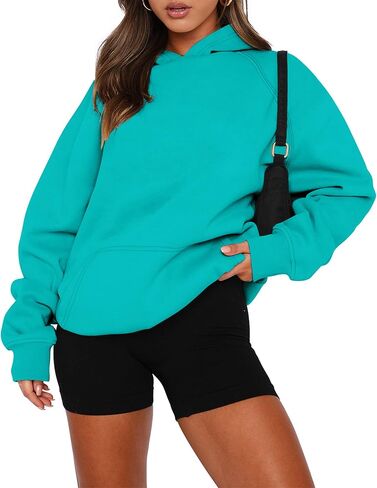 onlypuff Women Pullover Sweatshirt Long Sleeve Hoodies Kangaroo Pocket Fleece Basic Sweater in Kuwait