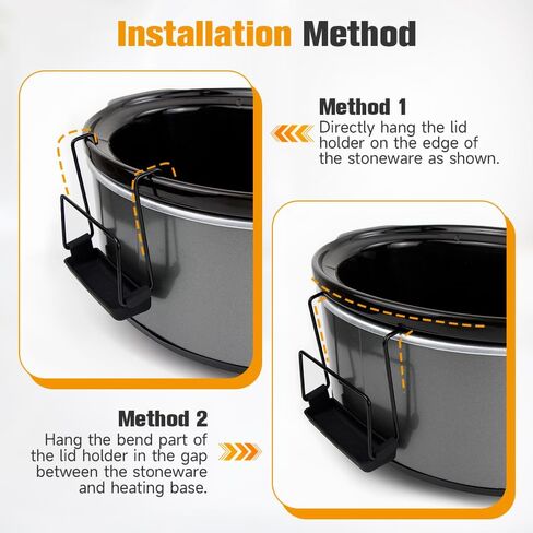 حامل غطاء طباخ بطيء للطهي ، منظم غطاء وعاء خالٍ من اليدين يناسب معظم الطهي البطيء ، رف غطاء وعاء من الفولاذ المقاوم للصدأ مع حوض السيليكون لا يوجد أي فوضى (أسود ، حزمة واحدة) in Kuwait