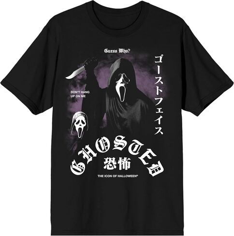 Bioworld Ghostface Oversized Screen Print Ghost Faced with HD Print Adult Black Short Sleeve T-Shirt in Saudi Arabia