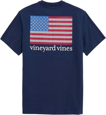 تي شيرت Vineyard Vines للرجال من Micro Whale بجيب قصير الأكمام مزود بعلم أمريكي in Saudi Arabia