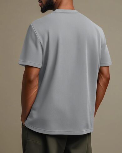 Huukeay 3 Pack Men's Big and Tall Ribbed T Shirts Crew Neck Short Sleeve Plus Size Tees Casual Slim Fit Knit Shirts in Kuwait