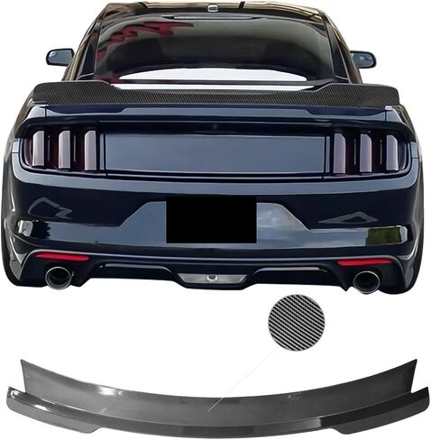 IKON MOTORSPORTS, Trunk Spoiler Compatible with 2015-2023 Ford Mustang Coupe & Convertible, MD Style Rear Trunk Lid Spoiler Wing Carbon Fiber Print ABS Plastic in Saudi Arabia