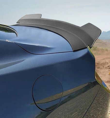 IKON MOTORSPORTS, Trunk Spoiler Compatible with 2015-2023 Ford Mustang Coupe & Convertible, MD Style Rear Trunk Lid Spoiler Wing Carbon Fiber Print ABS Plastic in Saudi Arabia