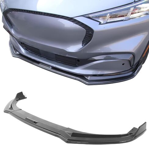 IKON MOTORSPORTS, Front Bumper Lip Compatible with 2021-2025 Ford Mustang Mach-E, 3PCS Front Bumper Lip Spoiler Air Dam Chin Splitter Bodykit IKON Style PP Polypropylene Carbon Fiber Print in Saudi Arabia