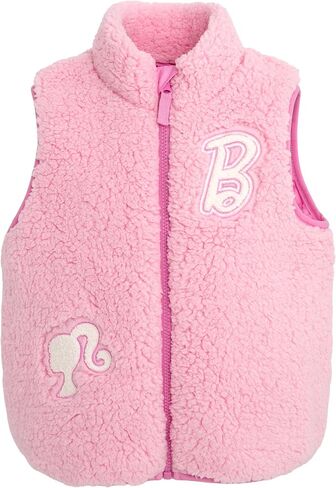 Barbie Girls Faux Shearling Zip Up Jacket Vest Little Kid to Big Kid Sizes (4-14-16) in Saudi Arabia