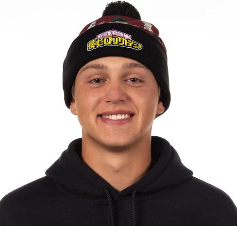 Bioworld My Hero Academia Beanie Deku Shoto Bakugo Sublimated Knit Cuffed Winter Hat with Pom Multicolored in Saudi Arabia
