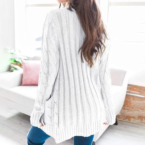 Women's Cable Knit Cardigan Sweaters Open Front Button Down Knitwear Loose Oversized Fall Outerwear Coat with Pocket in Saudi Arabia