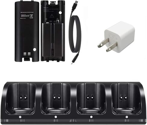 Wii Remote Charger Station 2 Dock for Wii U Charger Cord Buck القابلة لإعادة الشحن مع بطاريتين Wiimote in Saudi Arabia