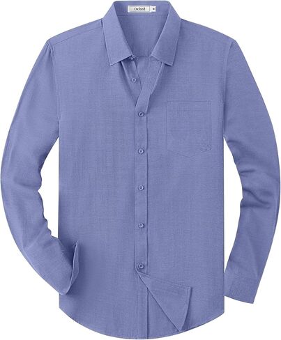 Men's Oxford Button Down Shirts Long Sleeve Business Casual Cotton Dress Shirt Regular Fit Wedding Dating Party in Saudi Arabia