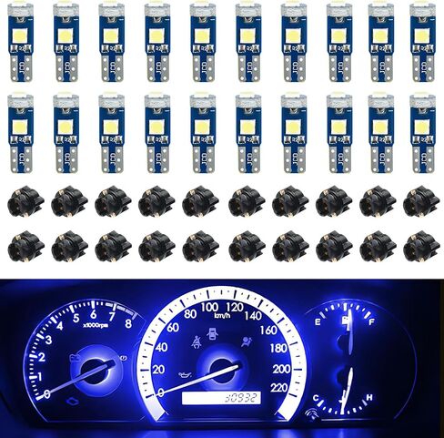20 قطعة من مصابيح T5 LED للوحة قيادة السيارة مع مقبس قفل ملتوي، لمبة إضاءة عالية 3030-3SMD، ضوء LED فائق السطوع لمؤشر قياس لوحة لوحة أجهزة القياس (أحمر) in Kuwait