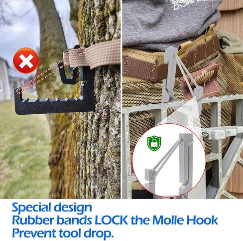 2 Pcs Molle Hook for Saddle Hunting/Bow Hunting/Climbing Sticks/Climbing Platform, Molle Accessories, Molle Clip for Saddle Hunting Accessories, Molle Hook and Loop in Kuwait