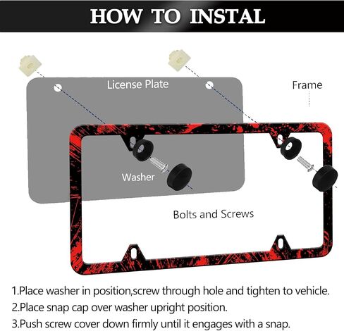 HCSS Red Black White Stripes License Plate Frame Aluminum Metal License Plate Frames Decorative Car Tag Frames for Men Women Rust-Proof Waterproof Car Decorative Tag Frames for Standard US 12x6 Inch in Saudi Arabia