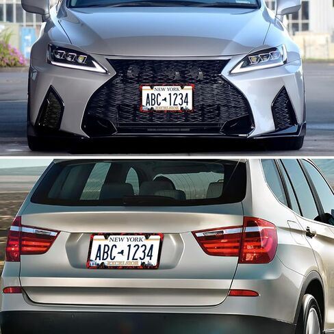HCSS Red Black White Stripes License Plate Frame Aluminum Metal License Plate Frames Decorative Car Tag Frames for Men Women Rust-Proof Waterproof Car Decorative Tag Frames for Standard US 12x6 Inch in Saudi Arabia