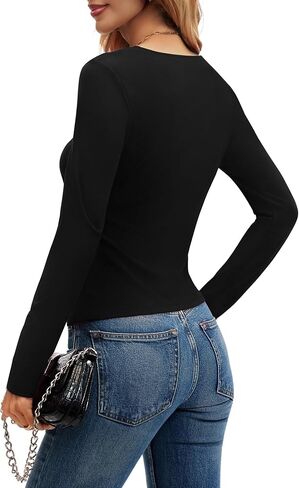 Women's Classy Asymmetrical Neck Long Sleeve Shirts Slim Fitted Ruched Trendy Going Out Tops 2025 in Saudi Arabia